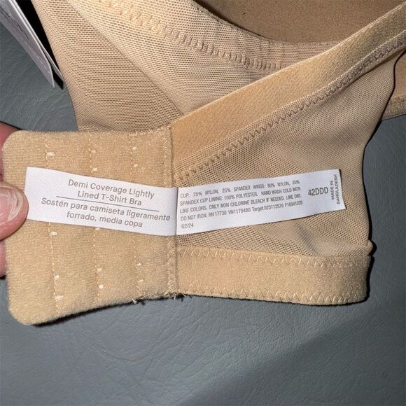 Auden T-Shirt Bra 42DDD Beige Lightly Lined Comfort Wire Women's - Picture 4 of 5